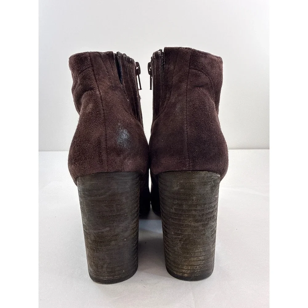 Jeffrey Campbell Chocolate Brown Ankle Boots Women Size 10 Block Heel